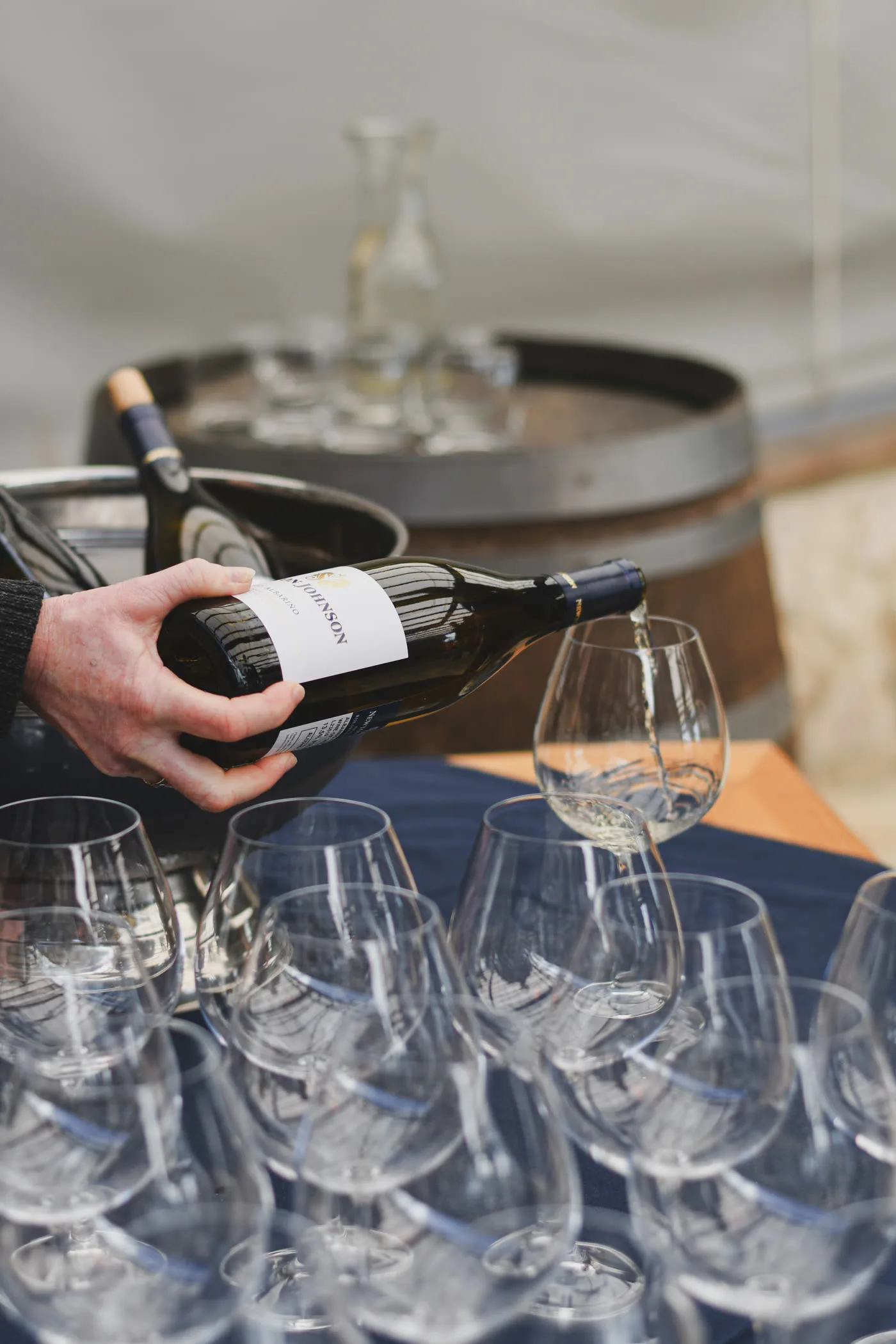 Close-up of wine being poured, shot for a brand film